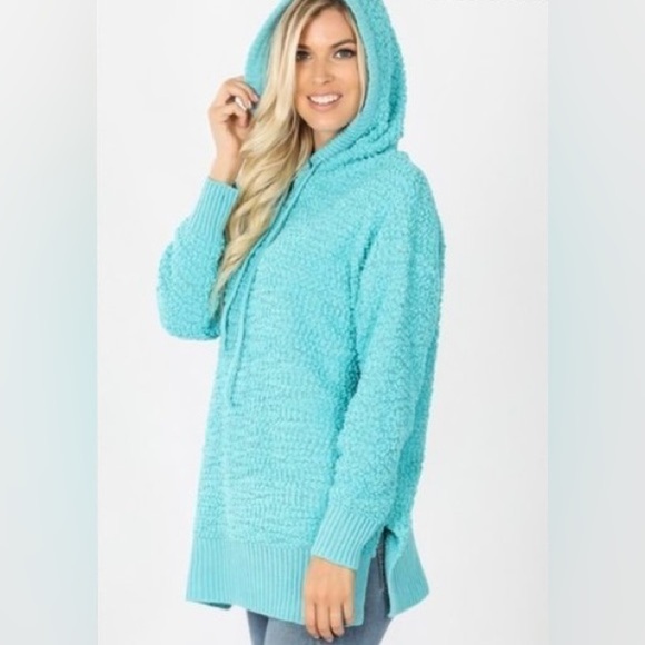 Zenana Outfitters Sweaters - Zenana Premium Mint Popcorn Hoodie Size XL NWOT Comfy Cozy and Warm